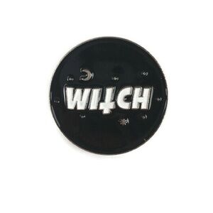 Goth Alternative Witch Witchy Halloween Enamel Pin with Backing in Black/White